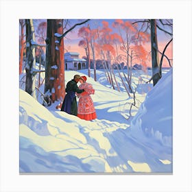 Couple In The Snow Canvas Print
