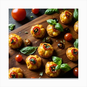 Appetizers With Tomatoes And Basil Canvas Print