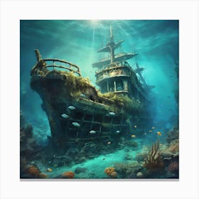 Sun-Kissed Depths: Coral Castles and Sunken Dreams Canvas Print