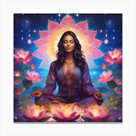 Meditating Lotus Woman Canvas Print