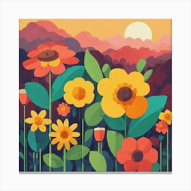 Flowers At Sunset Canvas Print