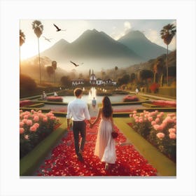 un couple marchant la main dans main. Canvas Print