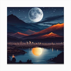 Moonlight Over The City Canvas Print