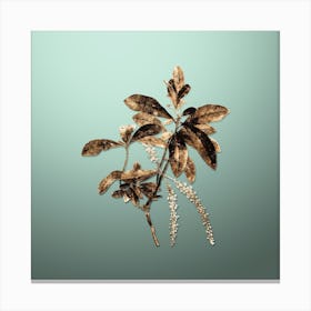 Gold Botanical Swamp Titi Leaves on Mint Green n.3119 Canvas Print
