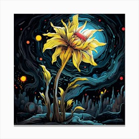 Flower In The Night Sky Canvas Print