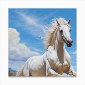 White Horse Galloping Canvas Print