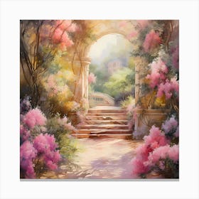 Opulent Gardens: Watercolour Whispers of Romance Canvas Print