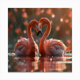 Two Flamingos In Love Canvas Print