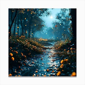 Fireflies In The Forest Canvas Print