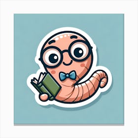 Worm Reading A Book 2 Canvas Print