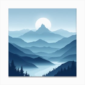 Misty mountains background in blue tone 88 Canvas Print