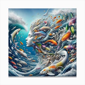 Swimming Koi Fish Canvas Print