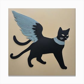 Black Cat With Wings Canvas Print
