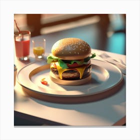 Hamburger On A Plate 99 Canvas Print