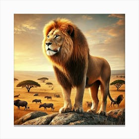 Lion In The Savannah 42 Canvas Print