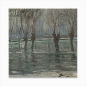 Flood Waters, Claude Monet Square Canvas Print