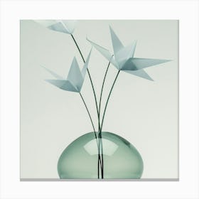 Origami Flowers In Vase Canvas Print