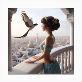 Princess and a bird  Canvas Print