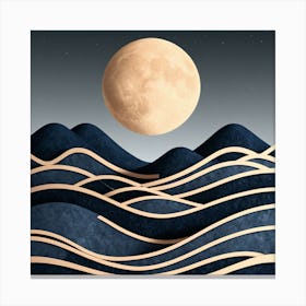 Moon And Waves 43 Canvas Print