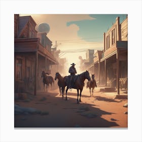 Western Town In Texas With Horses No People Outer Space Vanishing Point Super Highway High Spee Canvas Print
