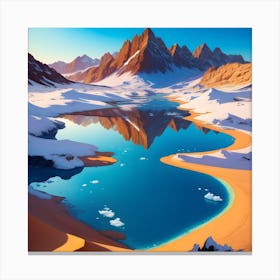 A Frozen Lake Spreading Across The Desert Canvas Print