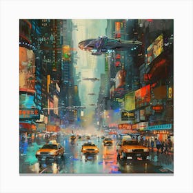 New York Futuristic City, Impressionism and Realism Canvas Print