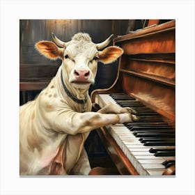 Cow Playing Piano 2 Canvas Print