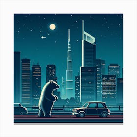 Bear In The City 5 Canvas Print