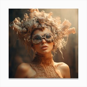 Steampunk Woman With Glasses 3 Canvas Print