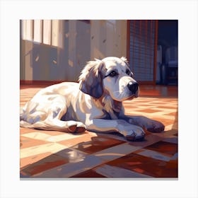 Dog Laying On The Floor Canvas Print