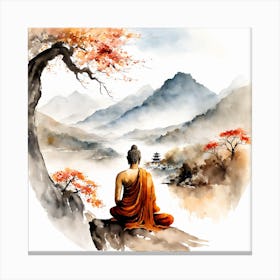 Buddha Painting Landscape (10) Canvas Print