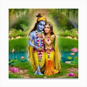 Lord Krishna And Radha 1 Canvas Print