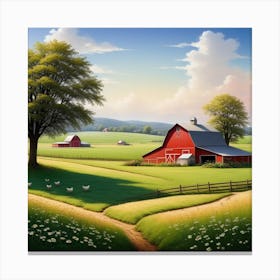 Peaceful Farm Meadow Landscape (40) Canvas Print