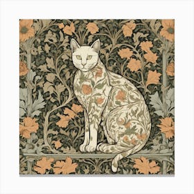 William Morris Style Cats Textiles 5 Canvas Print