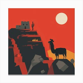 Red Llama In The Peruvian Desert Canvas Print