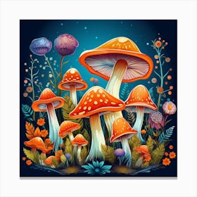 Mushrooms In The Forest 19 Canvas Print