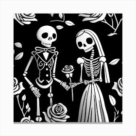 Day Of The Dead Wedding minimalistic line art Canvas Print