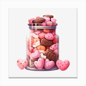 Valentine'S Day Candy Jar Canvas Print