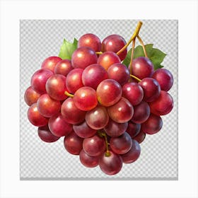 Bunch Of Red Grapes With Green Leaves Canvas Print