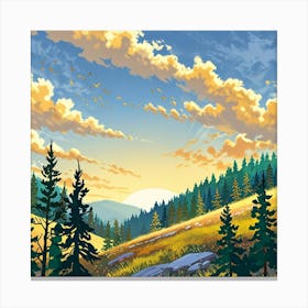 Leonardo Anime Xl A Vibrant Daytime Landscape Featuring A Gold 0 (1) Canvas Print