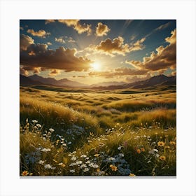 Sunset In The Meadow 4 Canvas Print