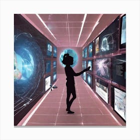 Girl In A Futuristic Space Canvas Print