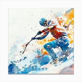 Watercolor Skier Canvas Print