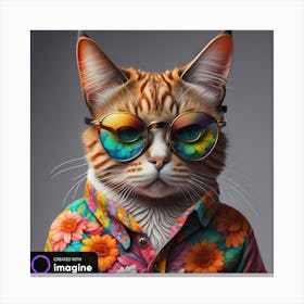 Boy Cat in Tropical Hawaiian Shirt and Sunglasses Canvas Print