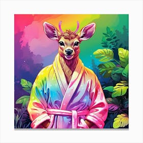 Deer In Bathrobe 3 Canvas Print