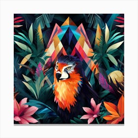 Colorful Parrot In The Jungle Canvas Print