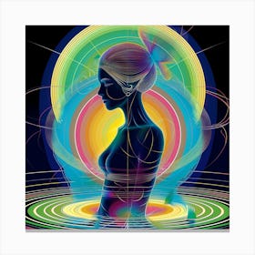 Portrait Of a woman, colorful vibrations, futuristic retro, artwork print, "Optimum Energy" Canvas Print