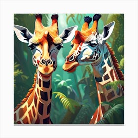 Giraffes In The Jungle 6 Canvas Print