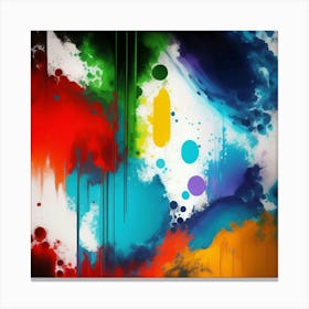 Abstract Colorful Paint Splatters Canvas Print