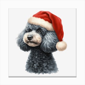 Poodle In Santa Hat 6 Stampe su tela